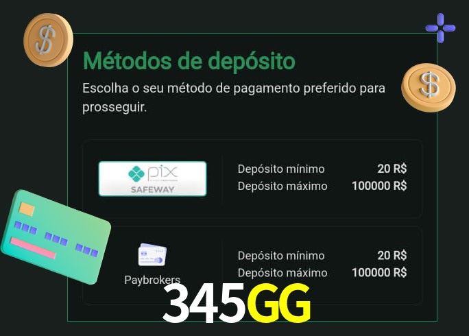 O cassino 345GG oferece uma grande variedade de métodos de pagamento